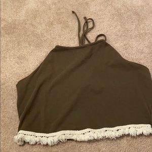 Green crop top with halter top